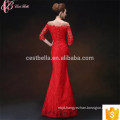 Red Lace Off-Shoulder Mermaid Chiffon Guangzhou Evening Dress